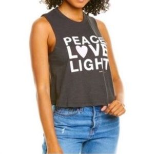 Spiritual Gangster, Peace Love Light, Crop Tank, Size XS